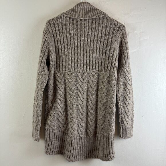 Magaschoni Beige Alpaca Wool Blend Button Front Cardigan Chunky Sweater Size S - Picture 7 of 13